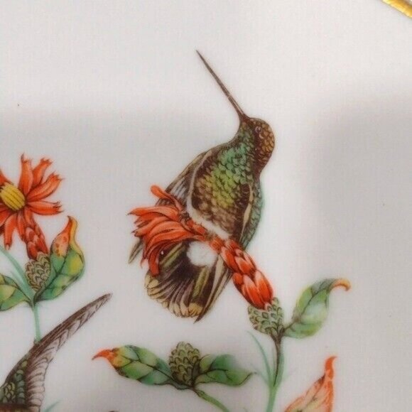 Vintage Hutschenreuther Gold-Rimmed Side Plate Hummingbird Pattern Bavaria - Picture 6 of 6